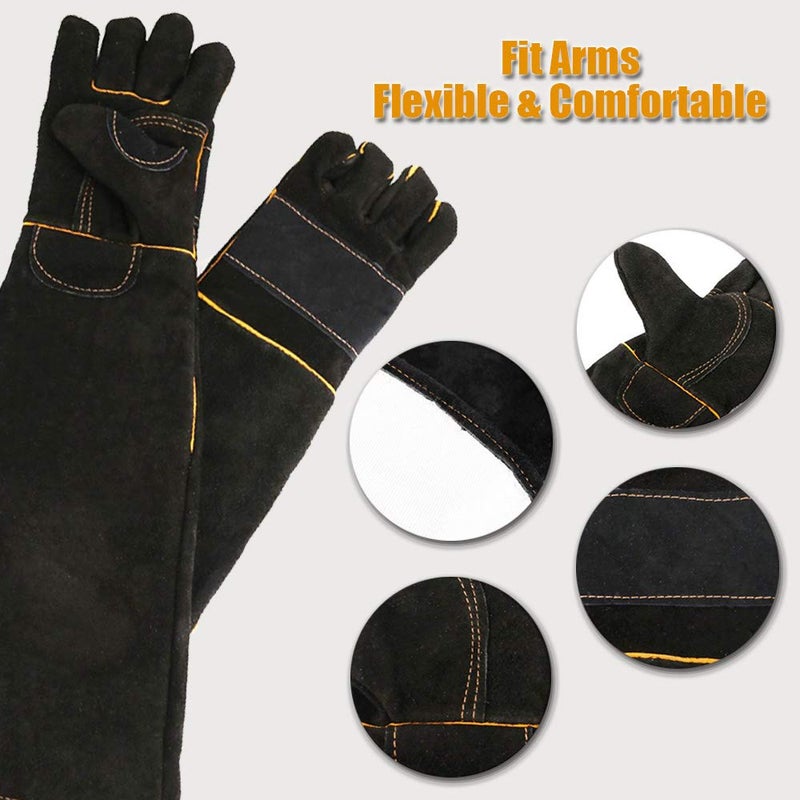 YBB Animal Handling Anti-bite/Scratch Gloves for Dog Cat Bird Parrot Pet (Black) - Image 3